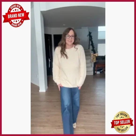 Wool Blend Fair Isle Crewneck Sweater Relaxed Fit Long Sleeve Pullover - Picture 5 of 5